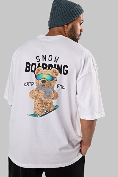 Ankhises Medvedić na snježnoj dasci leđima Štampano Belci Muškarci Žene okrug...