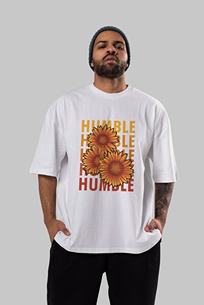 Ankhises Humble Front Štampano Bela Oversize kroj T-shirt Unisex Muškarci Žen...