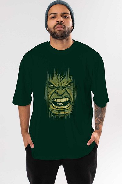 Ankhises Hulk (3) Tricou supradimensionat din bumbac verde smarald - Gât crew Bărbați Femei