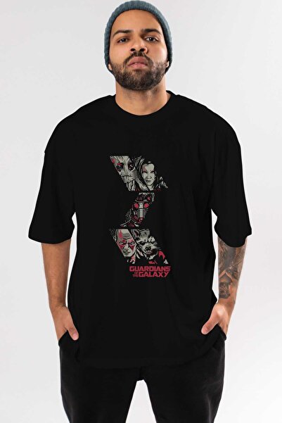 Ankhises Guardians of The Galaxy 2 - Tricou negru oversize pentru bărbați și ...