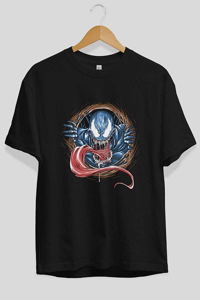 Ankhises Tricou negru supradimensionat pentru bărbați și femei Venom (7) - Gât crew