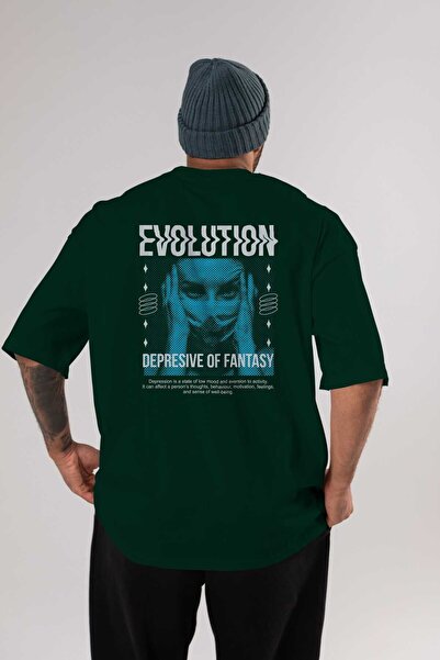 Ankhises Evolution Back Štampano Emerald Green Oversize kroj T-shirt Unisex M...