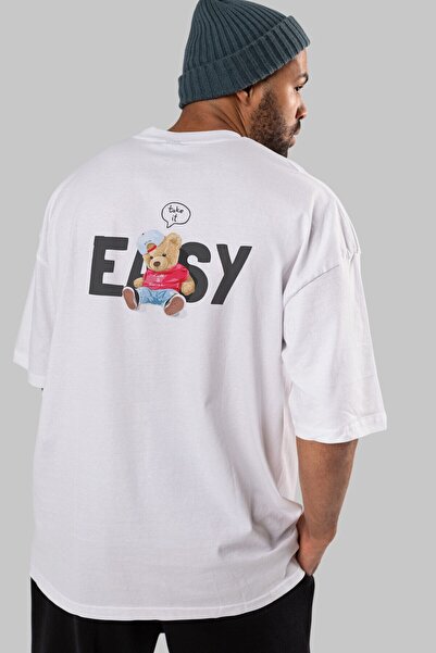 Ankhises Medvedić Easy Back Štampano Beli Muškarci Žene okrugla kragna Oversi...