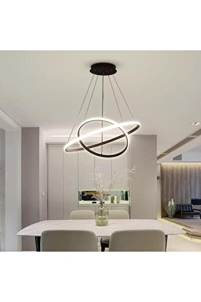 Sanctum Avize Arel Siyah Modern 2'li Ultra Beyaz Ledli Avize