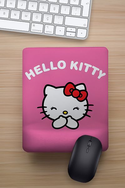 Ludios Подложка за мишка Shy Hello Kitty с поставка за китки, забавен дизайн и подарък