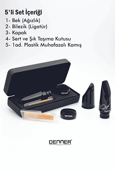Denner Elegant Sol Klarnet Beki 5'li SET (1.50 SET) Sol Klarnet Beki/Ağızlığı, Bilezik, Kapak, Kutu, 1Kamış
