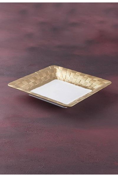 SUMRA HOME SQUARE GOLD PORCELAIN ACAR PRESENTATION
