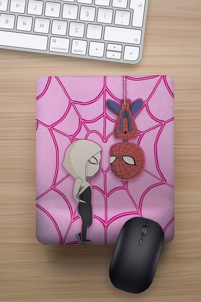 Ludios Подложка за мишка SpiderGwen Love Pink - поддръжка за китката и забавен дизайн
