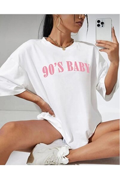 BETİLİNA Beyaz 90'S BABY Baskılı T-shirt