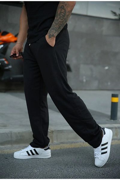 FİTGO Black Oversize Loose Cut Sweatpants