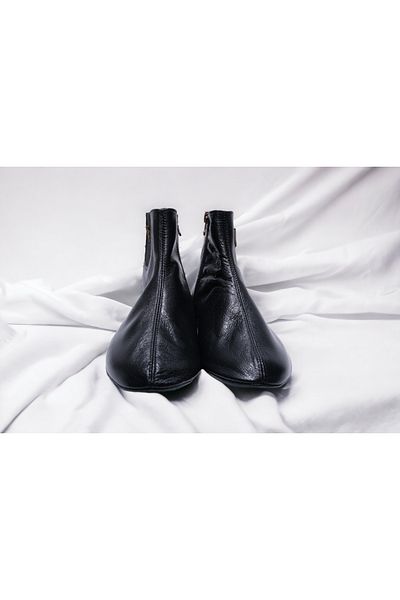 Akdam Black Genuine Goat Leather - Elastic and Zippered Socks
