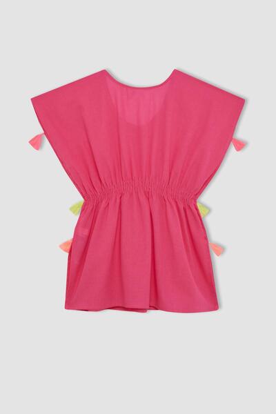 DeFacto Kız Çocuk Püsküllü Plaj Kimonosu C0331a824sm