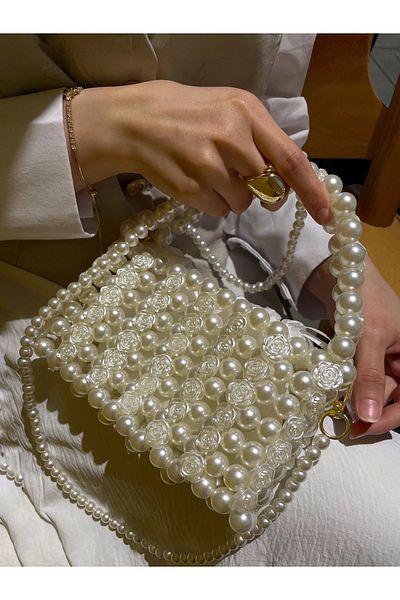 BEYBACO Flower Patterned Pearl Bag - Floral Hand and Shoulder Bag