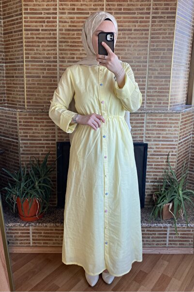 Balamony Yellow Dress - Button Detail