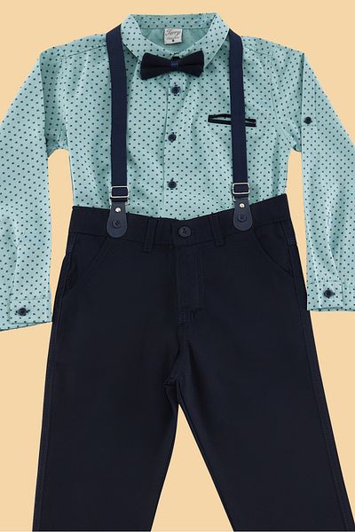 TRENDYOLKIDS طقم قميص وبنطلون منقط للأولاد مكون من 4 قطع - TKDSS24AU00024