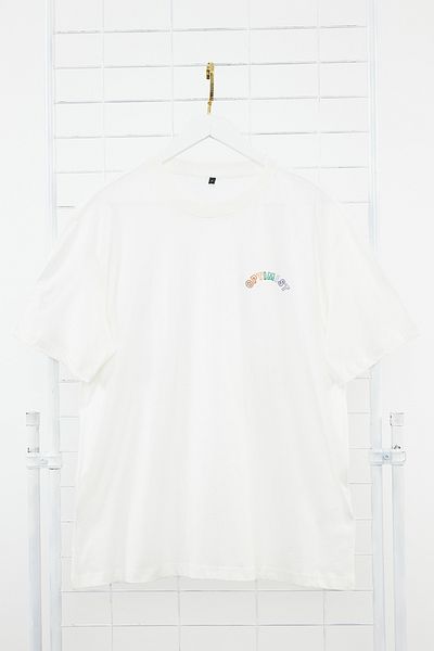 Trendyol Collection Oversize bavlněné tričko s výšivkou Ecru - udržitelné TMNSS24TS00169