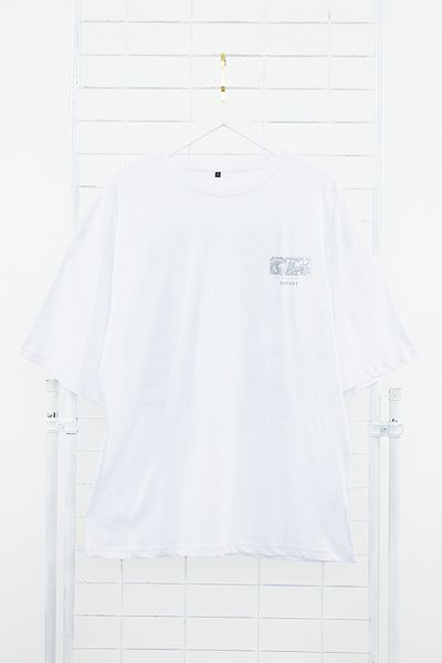 Trendyol Collection White Oversize/Wide Cut Back Fluffy Text Printed 100% Cotton T-Shirt Tmnss24Ts00052