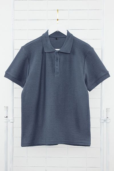 Trendyol Collection Indigo Regular/Normal Střih s krátkým rukávem Textured Buttoned Polo Límec Tričko TMNSS23PO00018