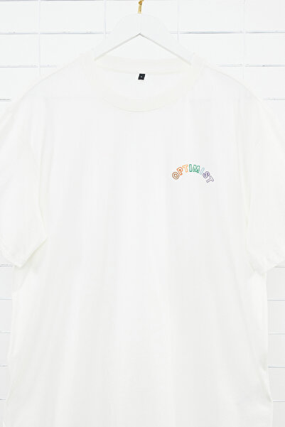 Trendyol Collection Ecru vyšívané oversize bavlněné tričko – udržitelné TMNSS24TS00169