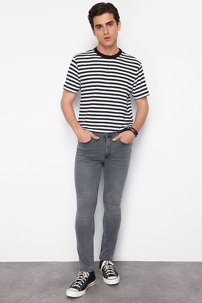 Trendyol Collection Γκρι Super Skinny Stretchy Υφασμάτινο Τζιν Τζιν παντελόνι TMNSS24JE00025