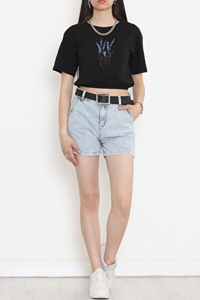 Moka Shopin Black Printed T-Shirt - Elastic Waist, 16547.1567.
