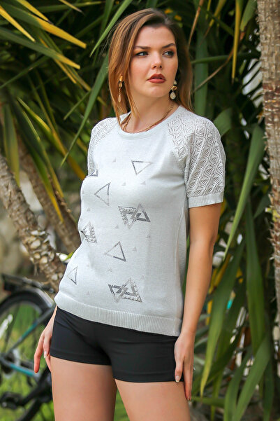 Chiccy Zeytuni 3/4 рукава, круглий комір, трикотажна блуза - Casual