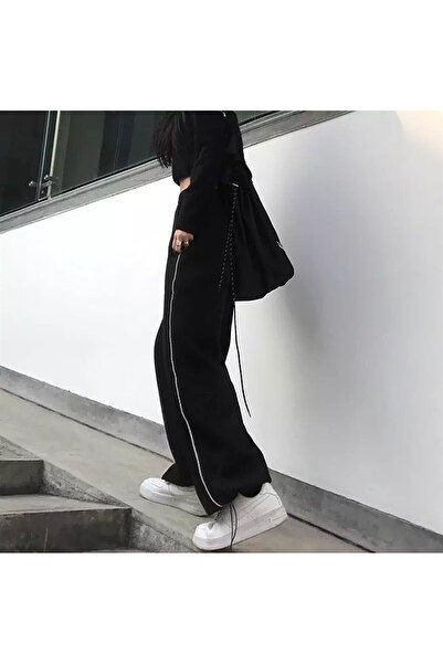 Touz Moda Harajuku Zip Detail Black Tracksuit Oversize Sweatpants