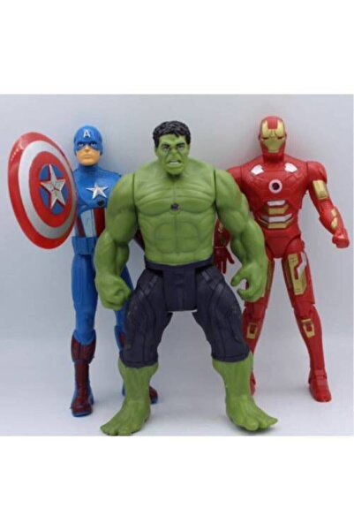 AVENGERS Kahramanlar Hulk Captan Amerika Ironman 3 Lü Karakter Figür Oyuncak Seti Işıklı
