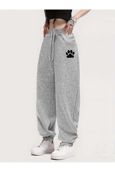 Touz Moda Unisex γκρι φούτερ με στάμπα ποδιών