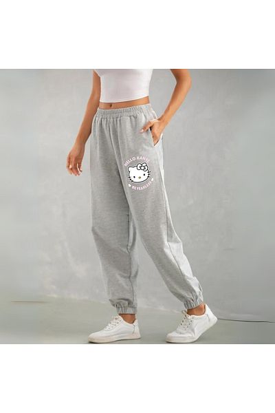 Touz Moda Hello Kanye Printed Unisex Grey Sweatpants