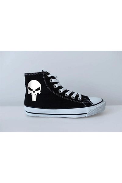 Touz Moda Μαύρα παπούτσια από καμβά με στάμπα Punisher