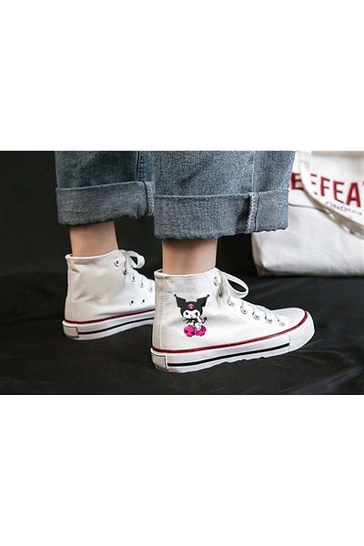 Touz Moda Λευκά παπούτσια από καμβά με στάμπα Kuromi