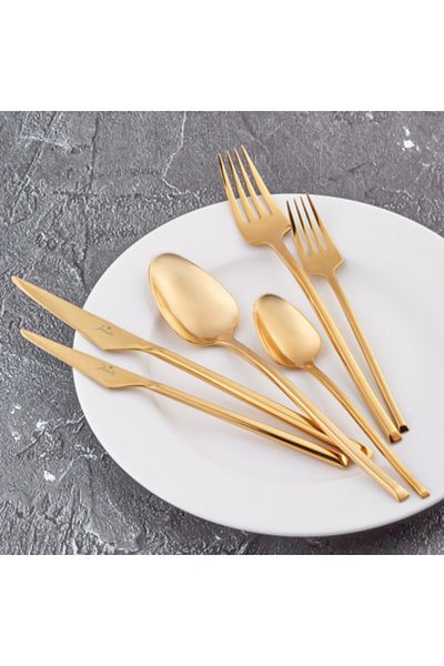 Jumbo 5500 Titanium Gold 12-Person 84-Piece Cutlery Set