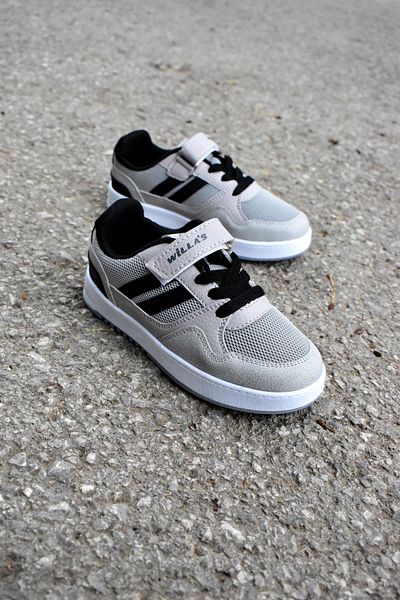Aleza Shoes Unisex Kids Gray Velcro Casual Sneakers