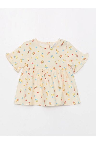 LC Waikiki Dětská dívčí košile s potiskem Lcw Baby Crew s krátkým rukávem