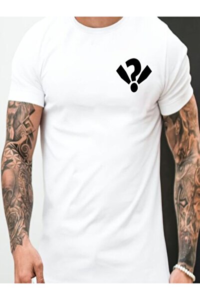 CLASSY.MODA Μπλουζάκι με λευκή στάμπα Oversize - Crew Neck, κοντό μανίκι