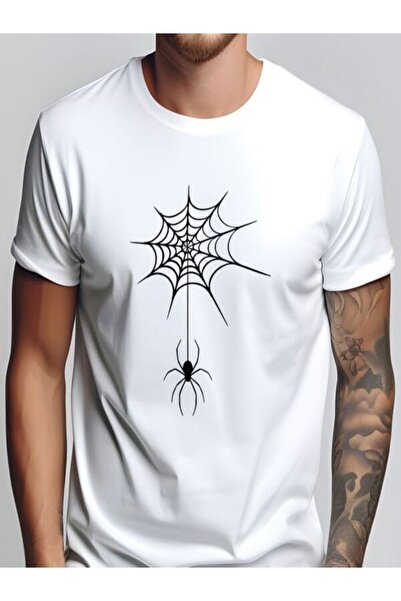 CLASSY.MODA تي شيرت أبيض كبير الحجم مطبوع - رقبة دائرية، كم قصير