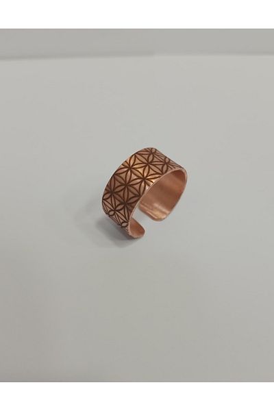 EldenEveBakır Flower of Life Motif Copper Ring Lzry0003-2