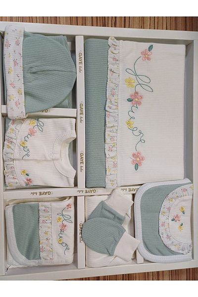 Gaye Flower Embroidered Baby Girl 10-Piece Bodysuit Set Hospital Exit 6617