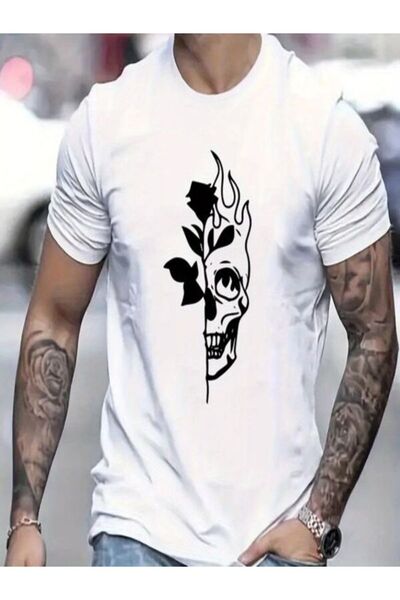 CLASSY.MODA Μπλουζάκι μονόχρωμο - Λευκό μπλουζάκι με κοντό μανίκι με λαιμόκοψη