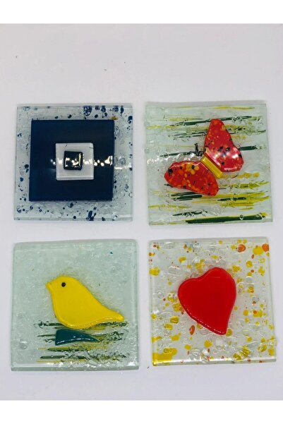 LITTLESHOP Dekoratif Cam Gider Kapağı Süsü 4 'lü Set