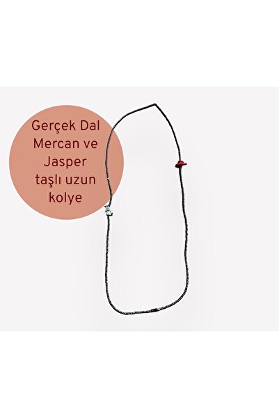 Tasarım doğaltaş kırmızı dal mercan ve Jasper kırık Doğaltaşlı siyah kum boncuk kolye