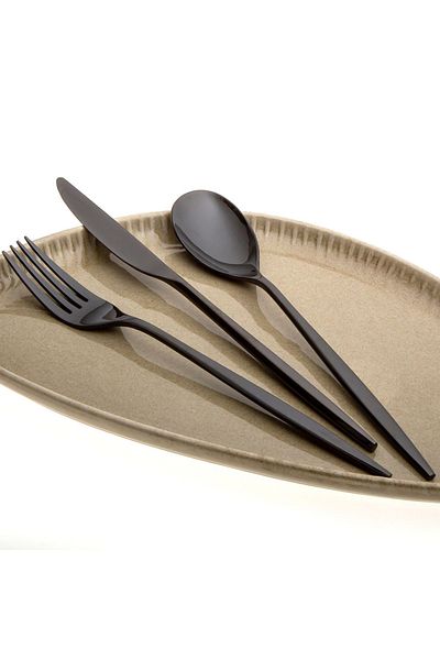 Jumbo 5800 Apollo 12-Person 84 Piece Titanium Black Cutlery Set