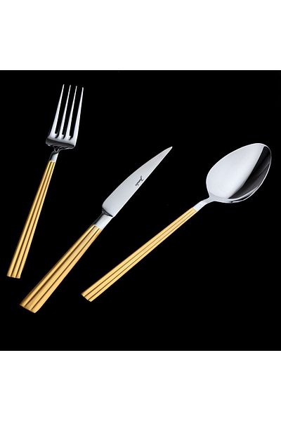 Jumbo 5300 60 Pieces Matte Gold Fork Spoon Knife Set for 12 People