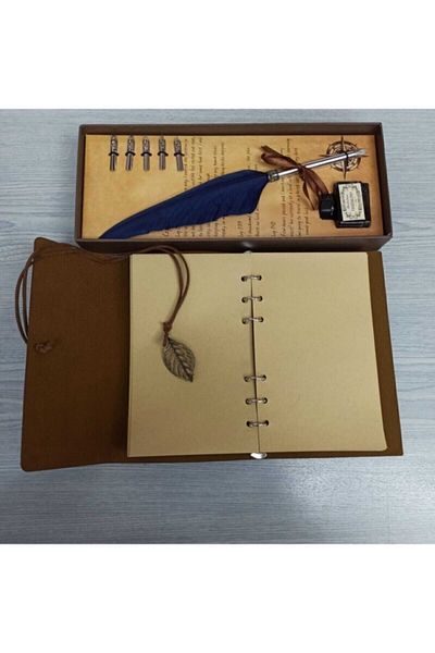 HEPBİMODA Divit Inkwell Set Feather Pen Set and Special Design Notebook Set