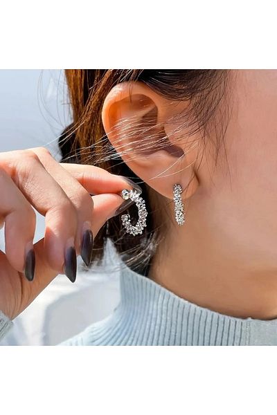 Atılgan Grp Gold, Rose and Silver 3 Pairs Star Powder Earrings Set