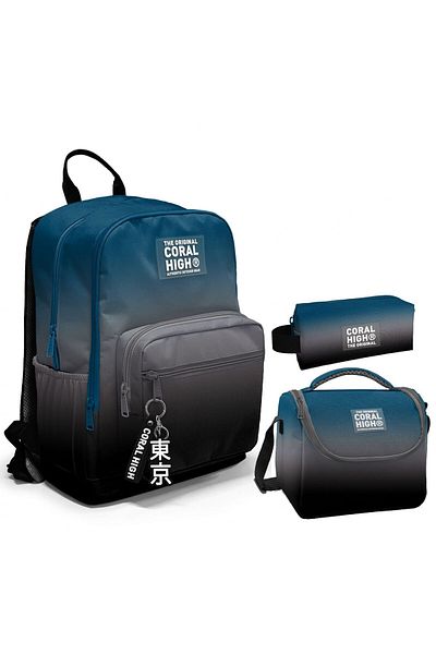 Coral High Triple Nefti Gray School Bag Set for Boys