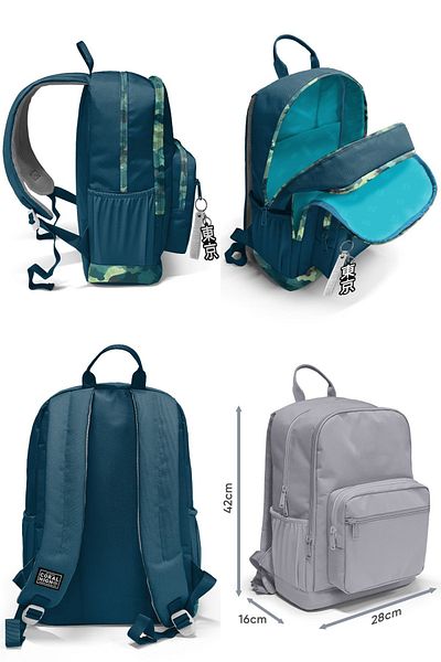 Coral High Nefti Camouflage Four Compartment Junior High School Backpack and Pen Holder Set for Boy