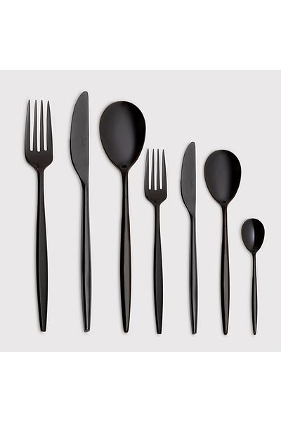 Jumbo 5800 Apollo 12-Person 84 Piece Titanium Black Cutlery Set