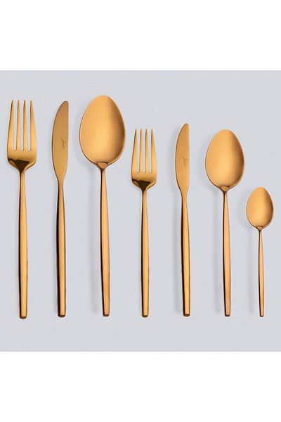 Jumbo 5900 Infinity 12 Person 84 Piece Titanium Bronze Cutlery Set